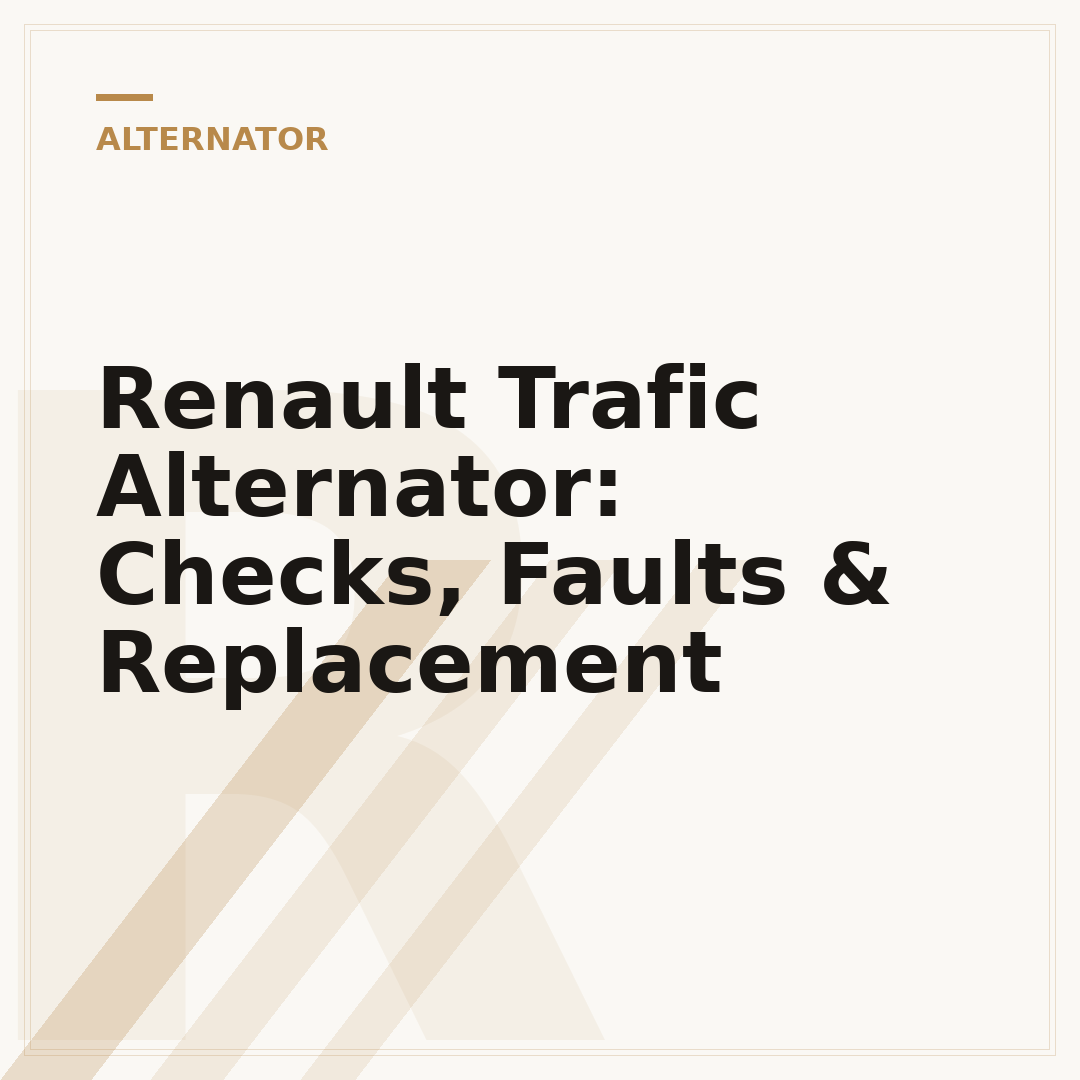 Renault Trafic Alternator: Checks, Faults & Replacement