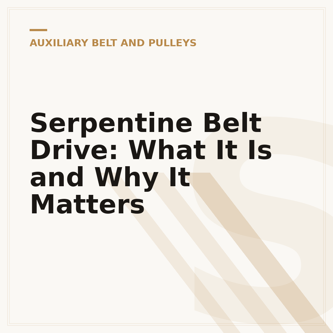 Serpentine Belt Drive: What It Is and Why It Matters