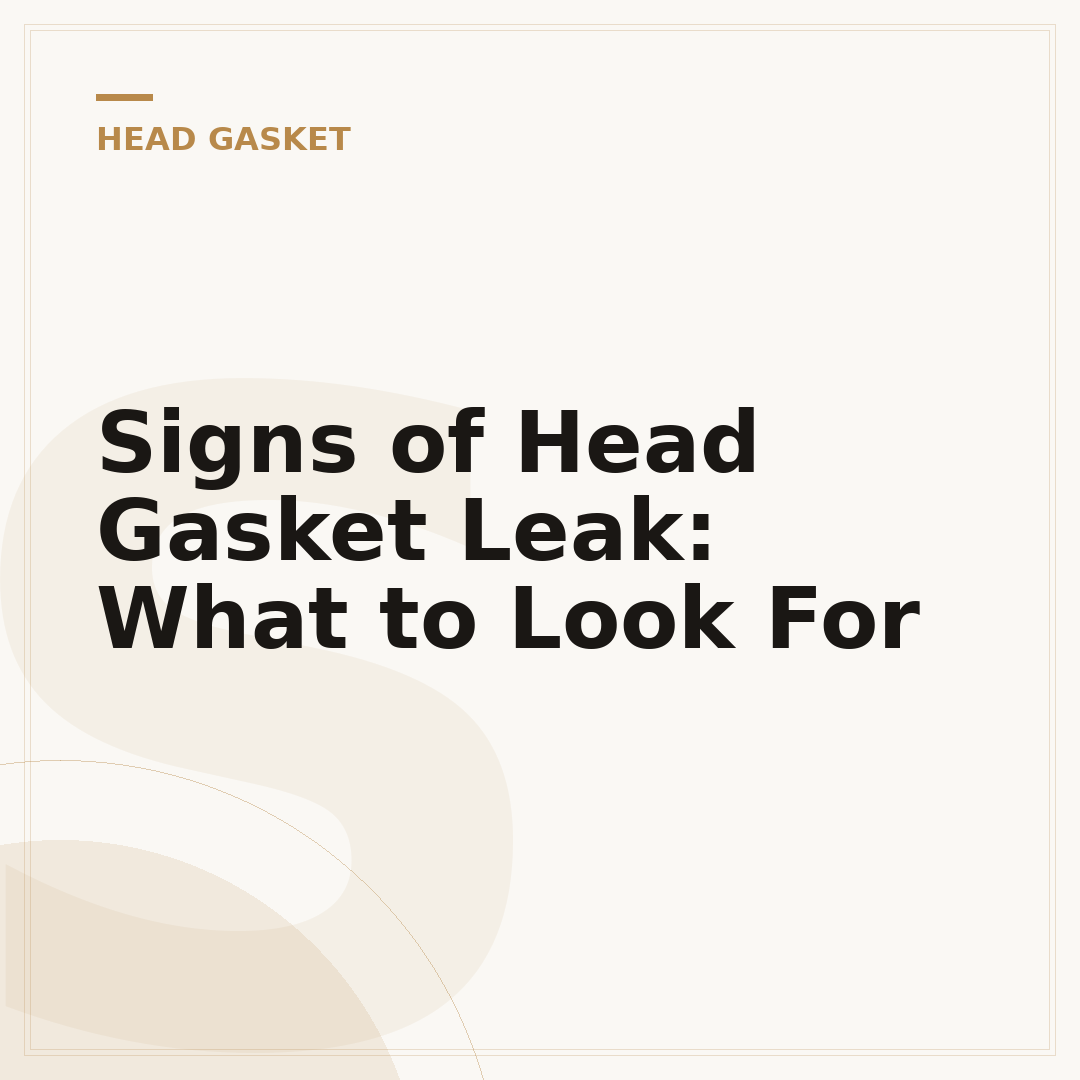 Signs of Head Gasket Leak: What to Look For