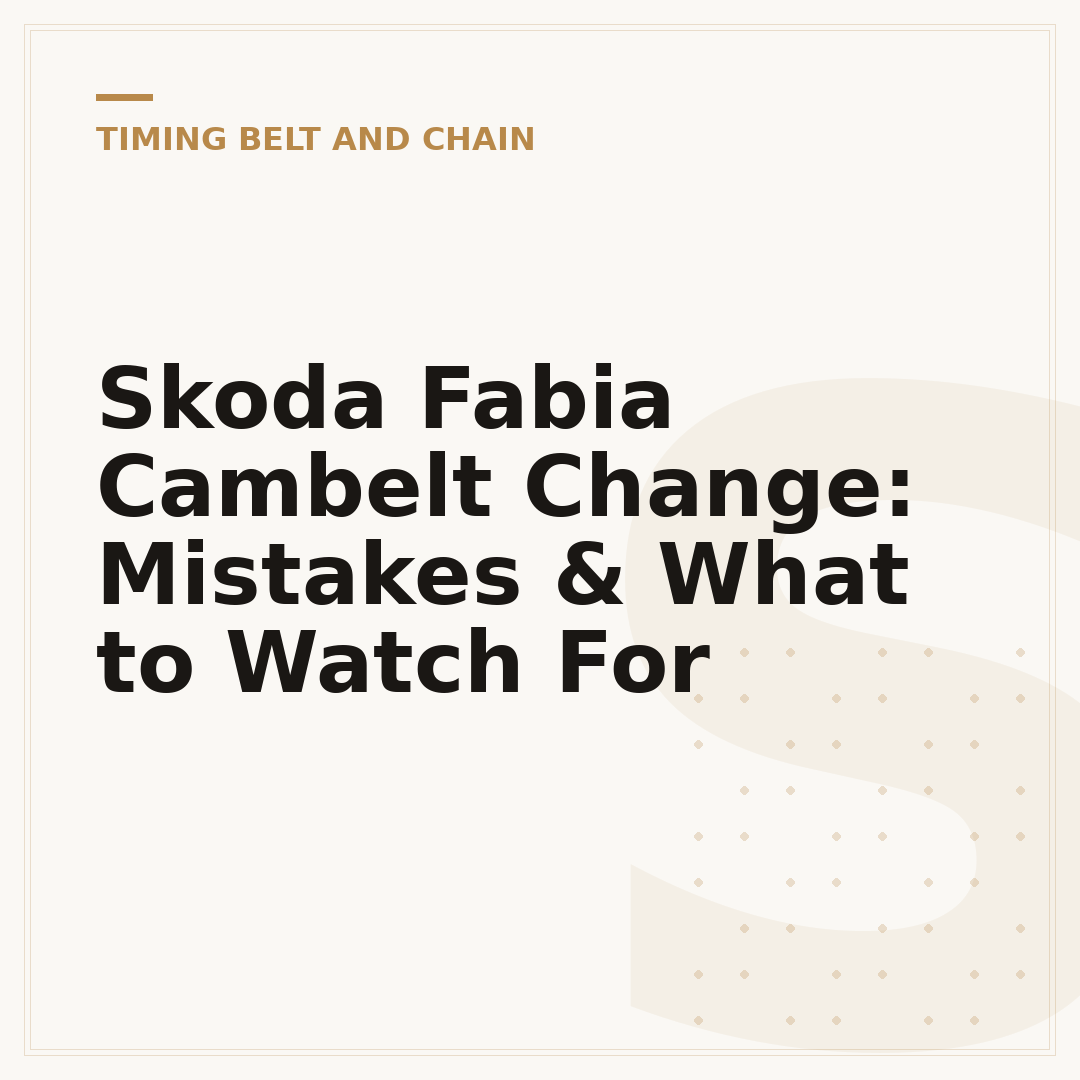Skoda Fabia Cambelt Change: Mistakes & What to Watch For