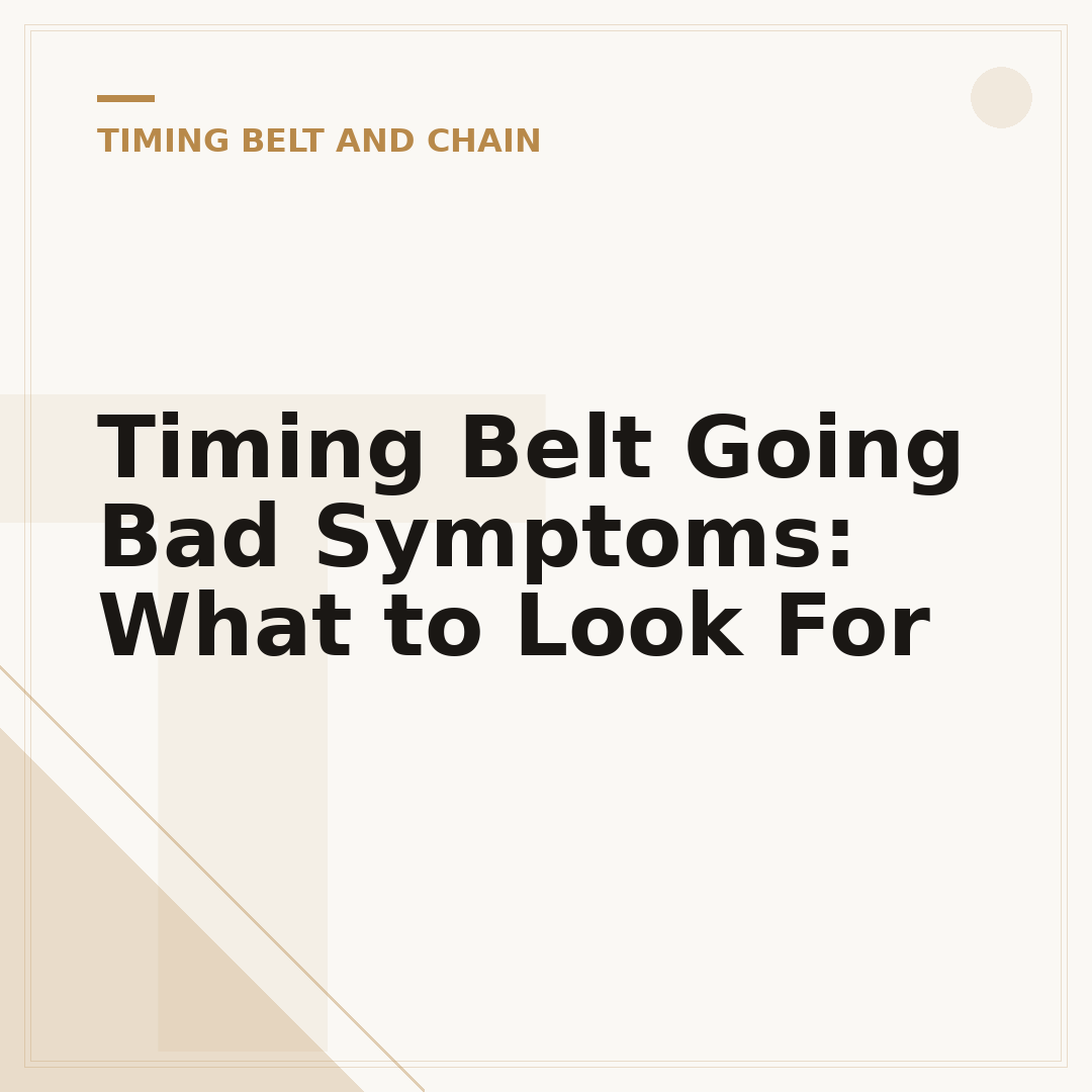 Timing Belt Going Bad Symptoms: What to Look For