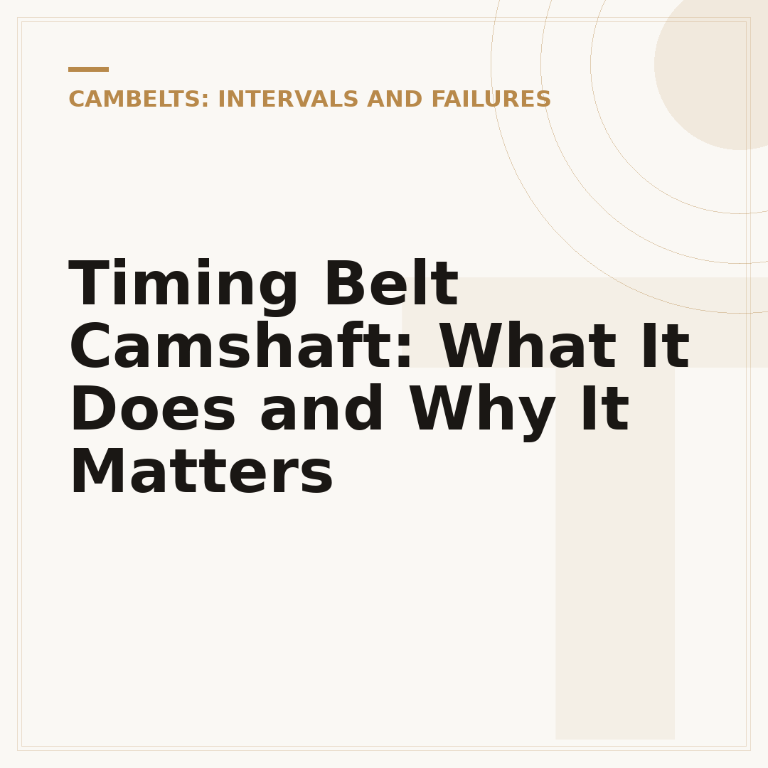 Timing Belt Camshaft: What It Does and Why It Matters