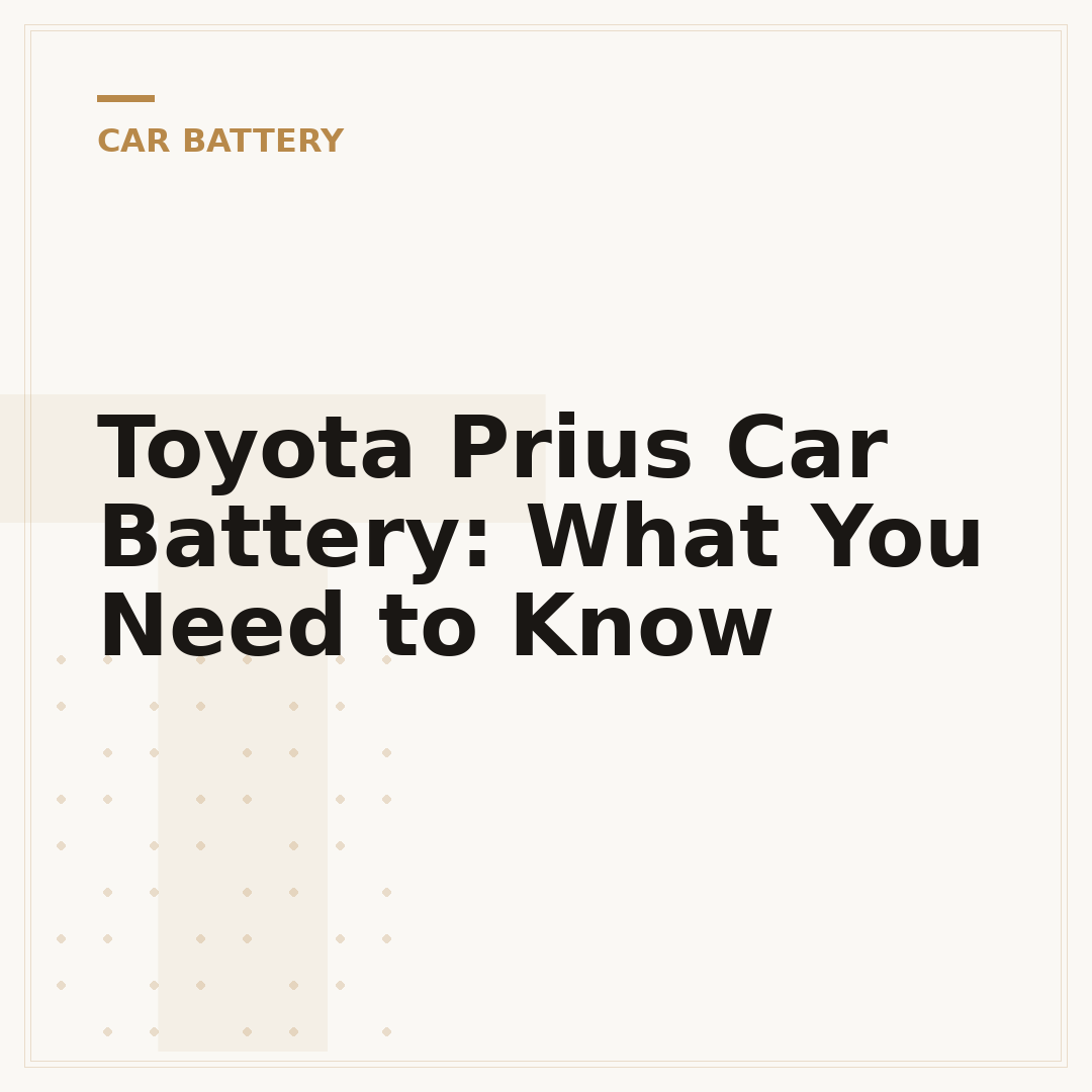 Toyota Prius Car Battery: What You Need to Know