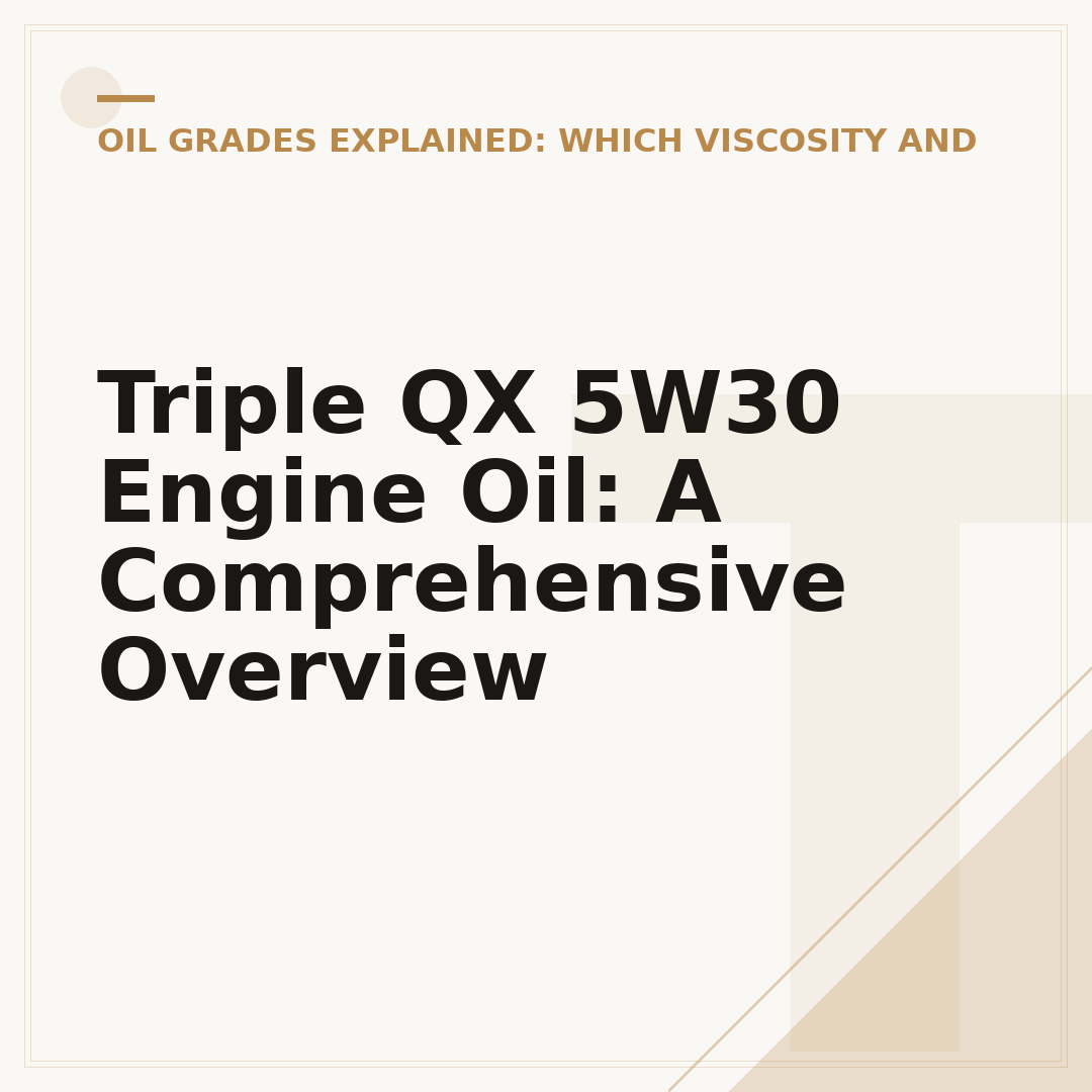 Triple QX 5W30 Engine Oil: A Comprehensive Overview