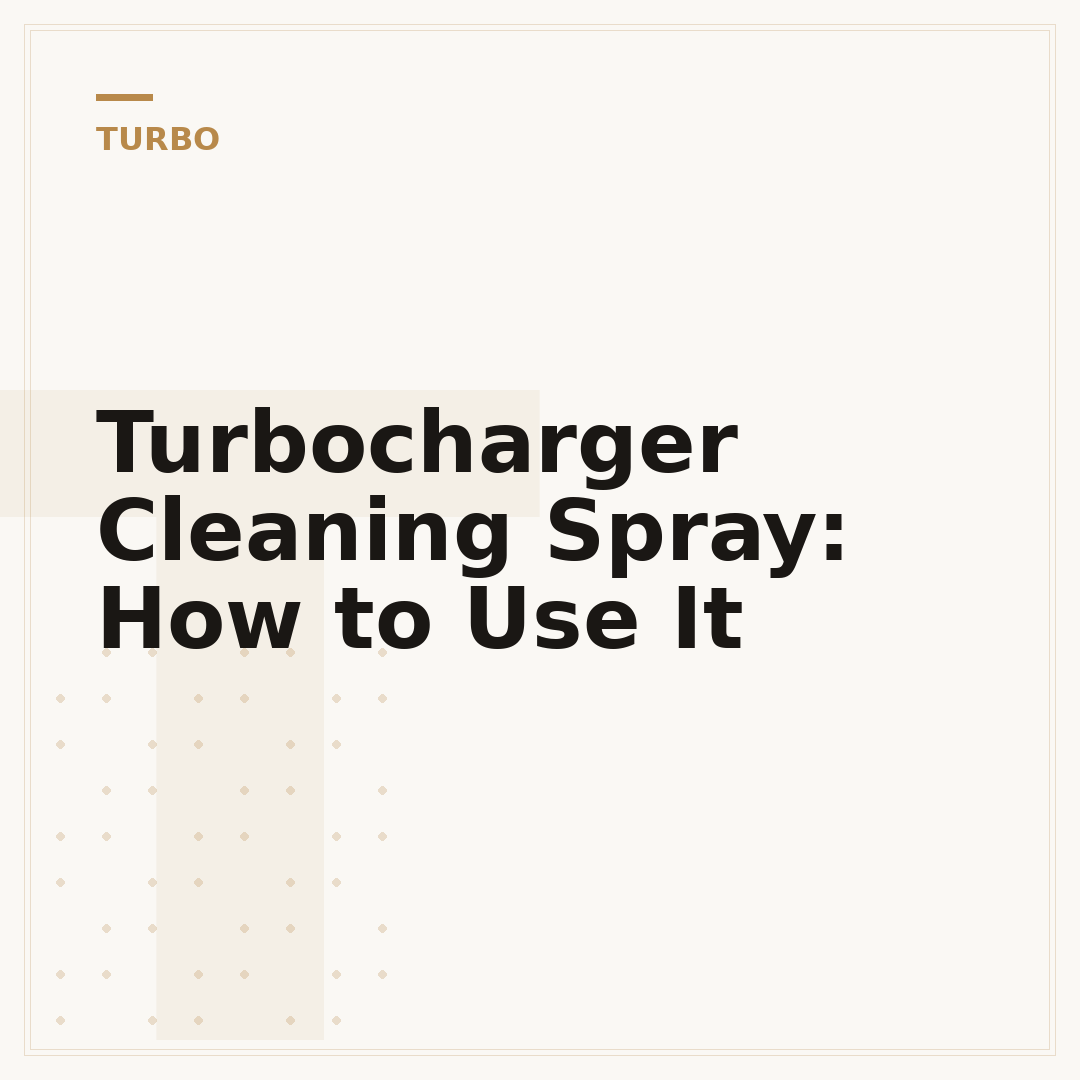 Turbocharger Cleaning Spray: How to Use It