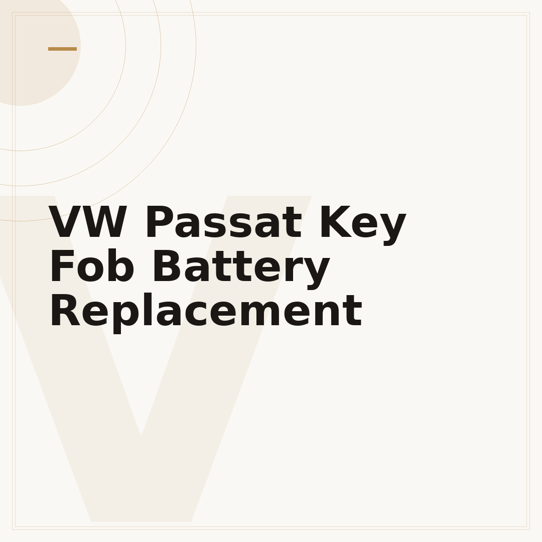 VW Passat Key Fob Battery Replacement