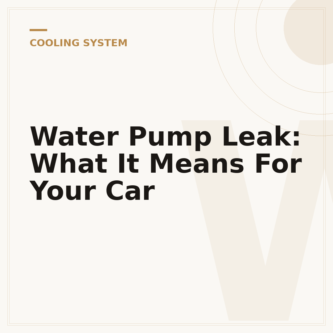 Water Pump Leak: What It Means For Your Car