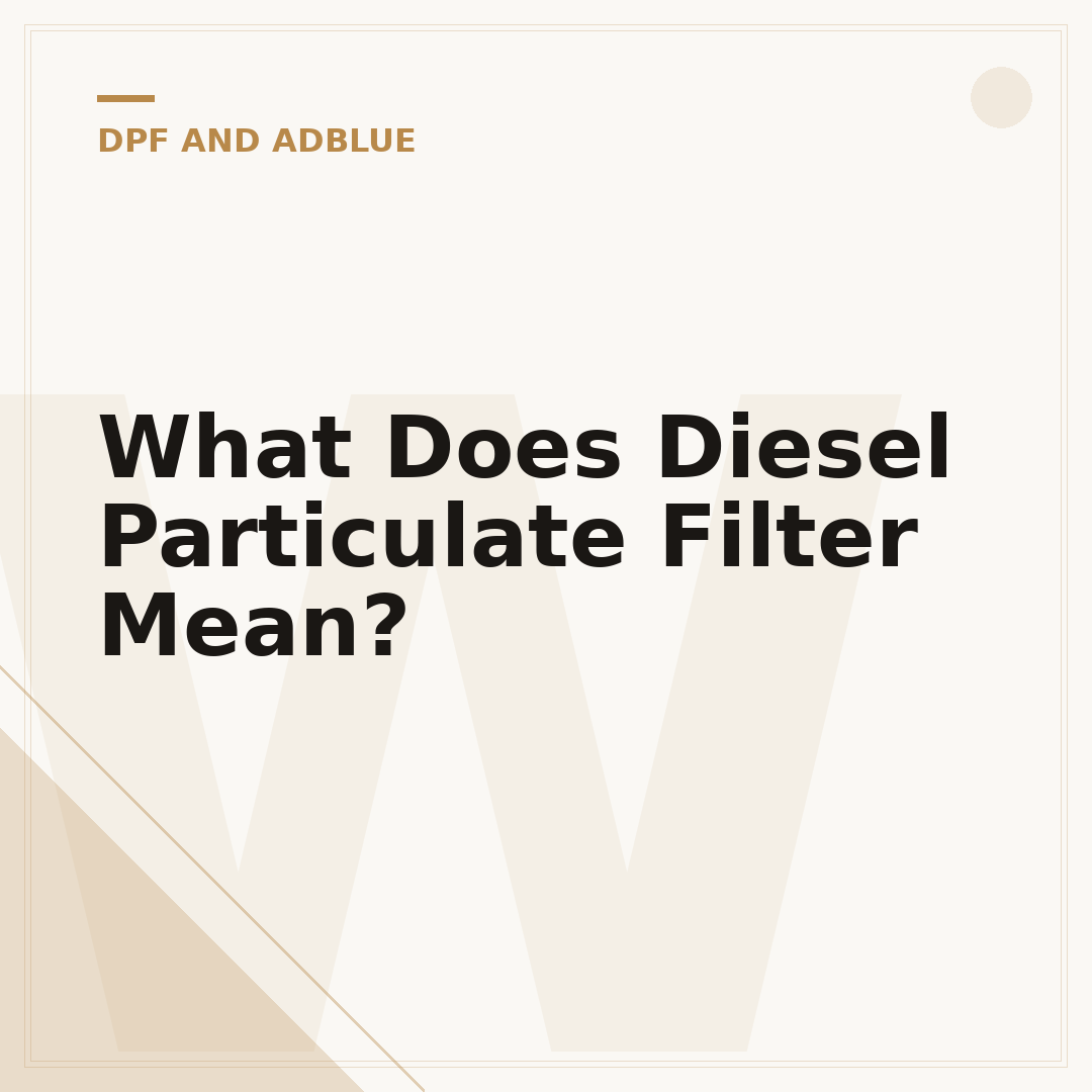 What Does Diesel Particulate Filter Mean?