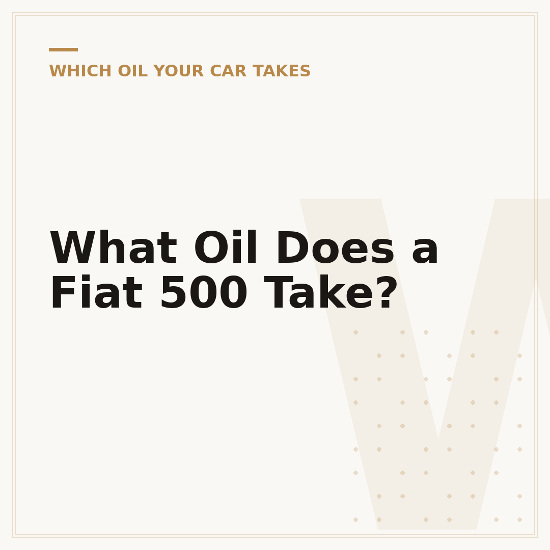 What Oil Does a Fiat 500 Take?