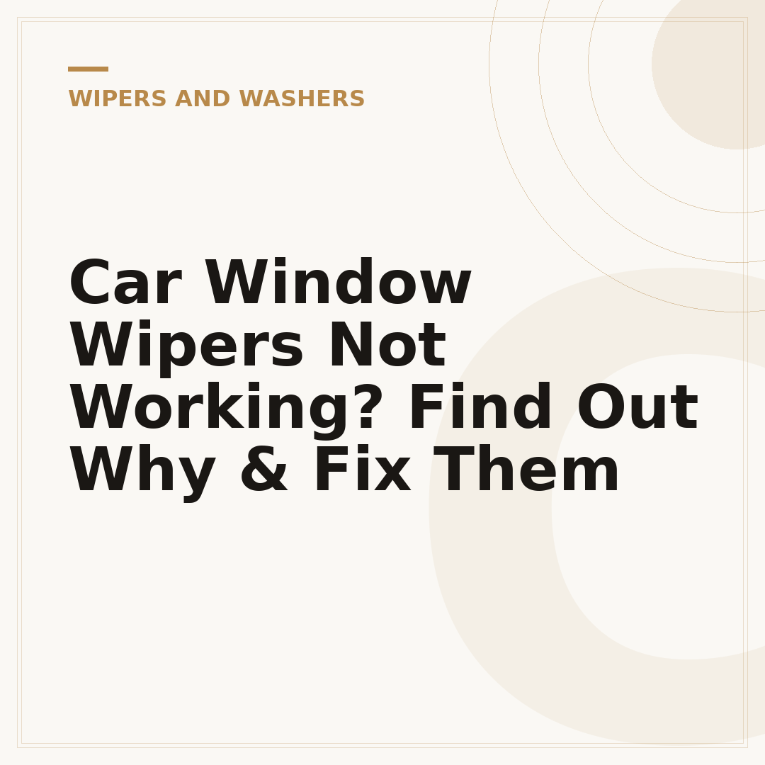 Car Window Wipers Not Working? Find Out Why & Fix Them
