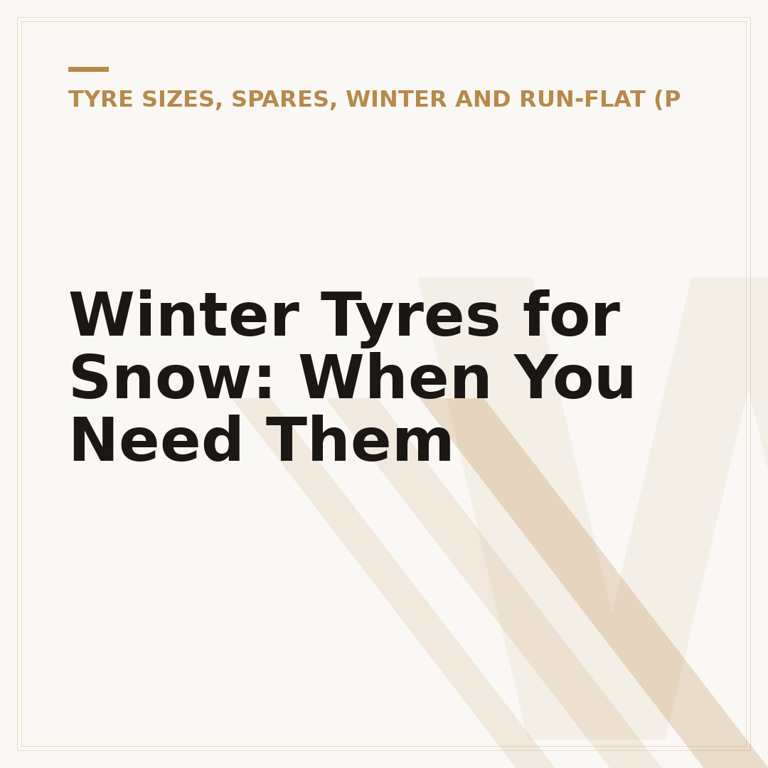 Winter Tyres for Snow: When You Need Them